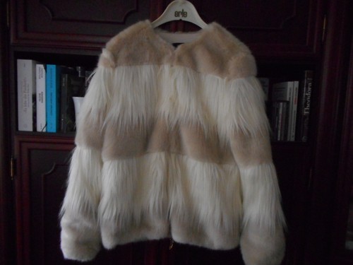 Schicke beige weiße felljacke - beige-weiße,